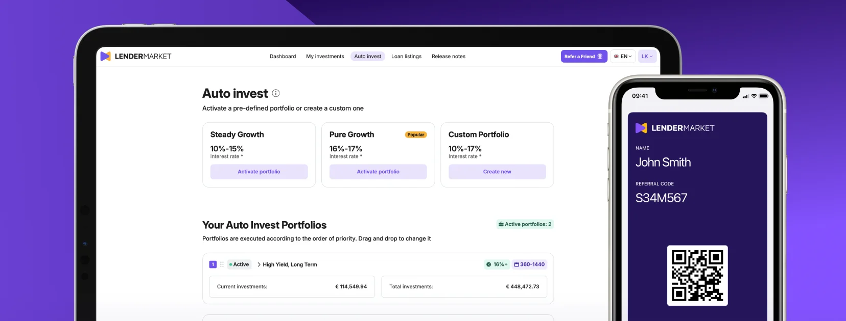 Portefeuilles Auto Invest prédéfinis sur Lendermarket